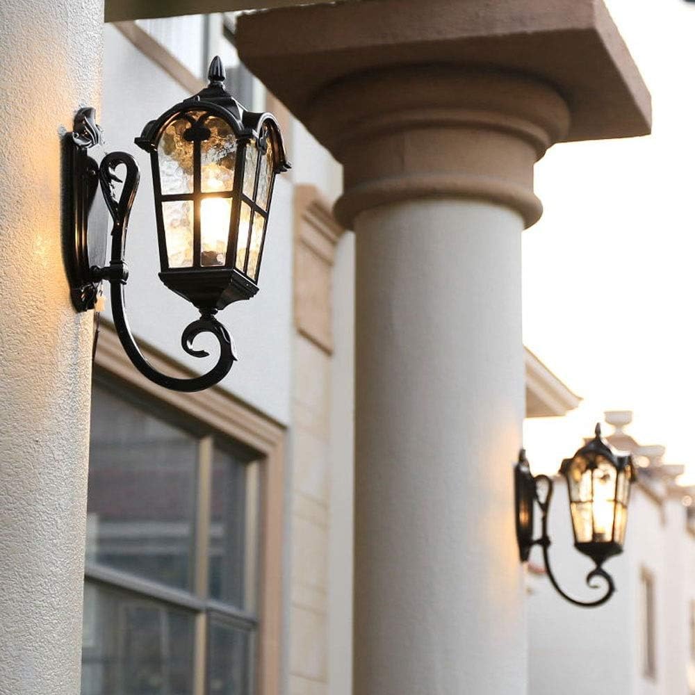 Tradizionale Garage Pavilion Victoria Outdoor Sconce Lanterna di Vetro Finitura Nera Portico Frontale Alluminio Metallo Illuminazione Da Parete E27 Edison Retro Villa Cou,