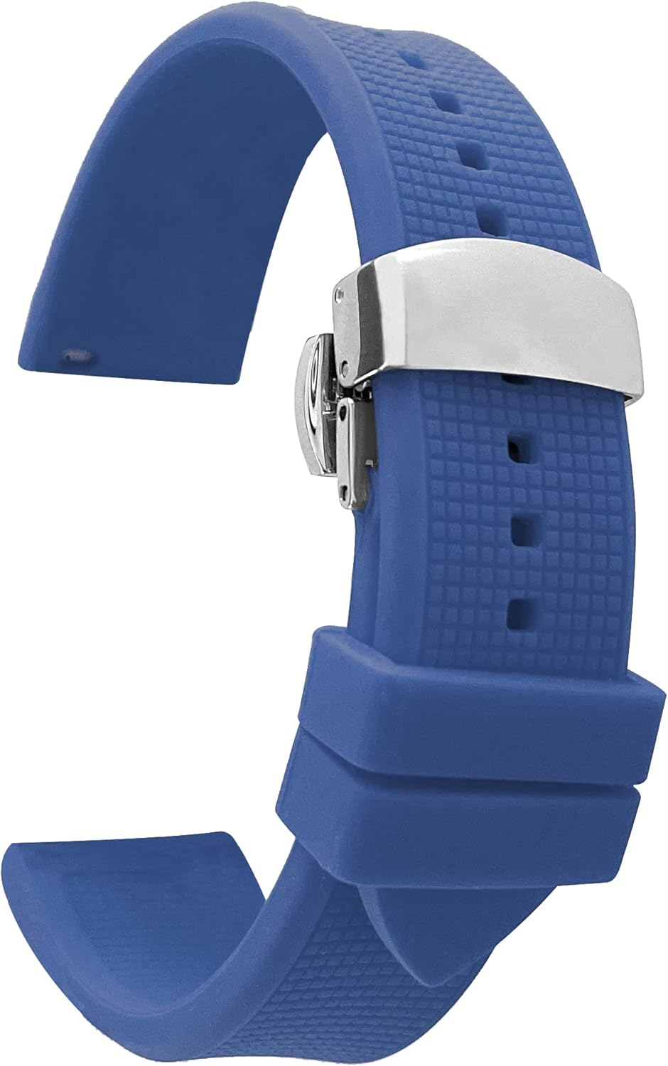 Bandini Silicone Watch Bands - Soft Rubber Replacement Watch Straps - Mesh, Checkered Pattern - Waterproof - Stainless Steel Deployment Buckle - Many Colors - 18mm, 20mm, 22mm