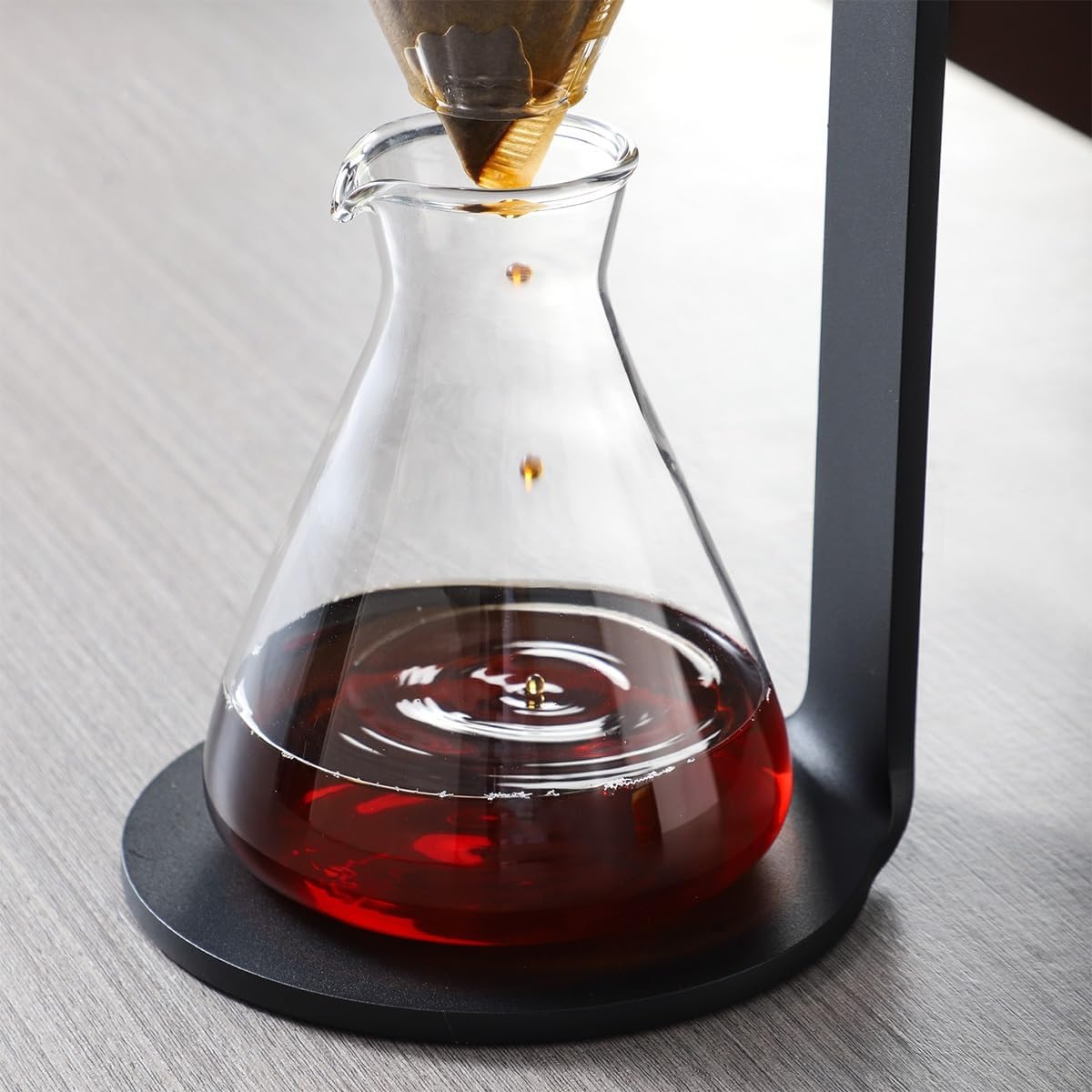 Caffettiera a freddo da 500 ml, con valvola antigoccia in acciaio inox, in vetro borosilicato, 2-3 tazze, per casa e ufficio