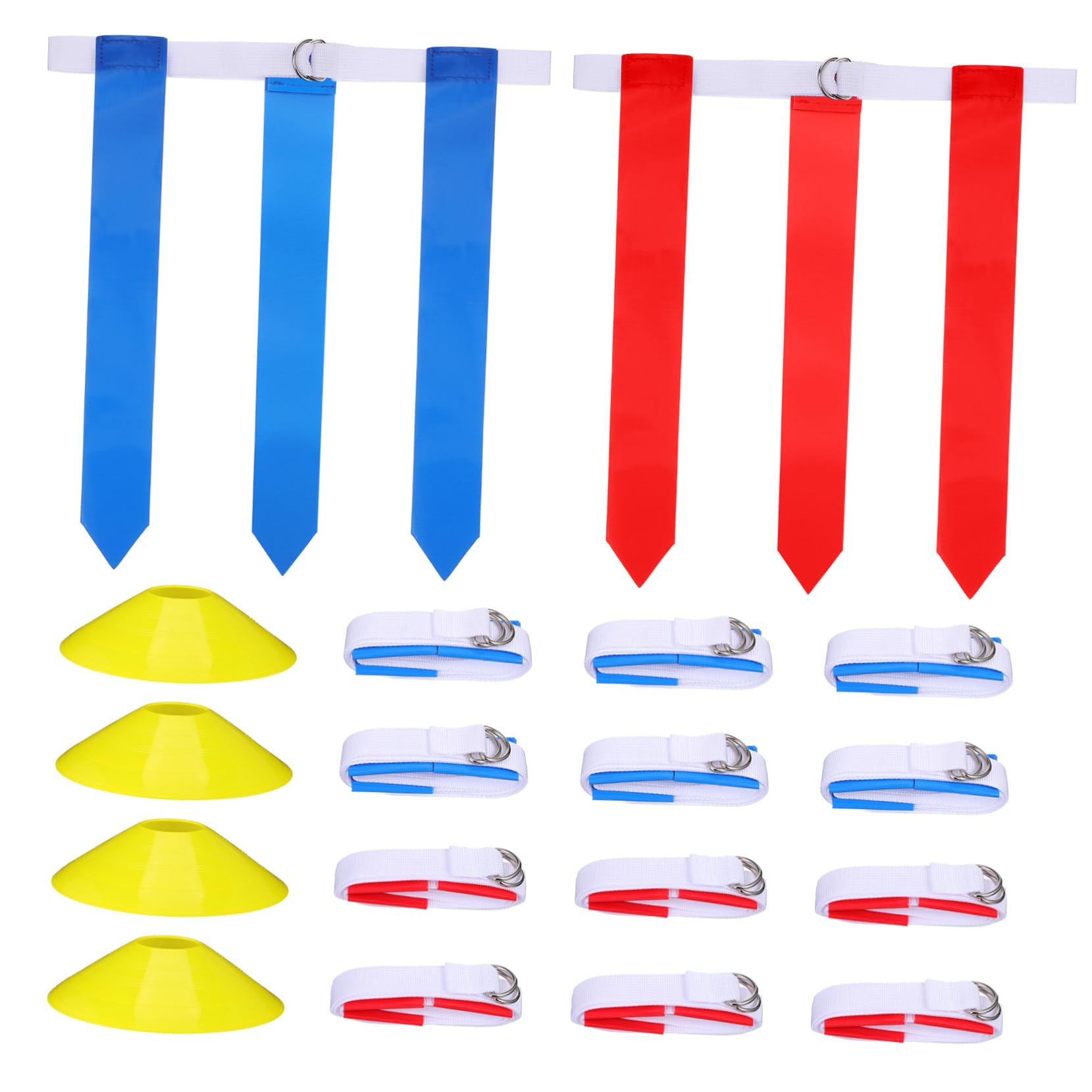 Garneck 16 Pièces Kit d'entraînement de rugby Ceinture cônes drapeau football trousses flag-football pour les enfants Équipement d'entraînement de football équipement de football
