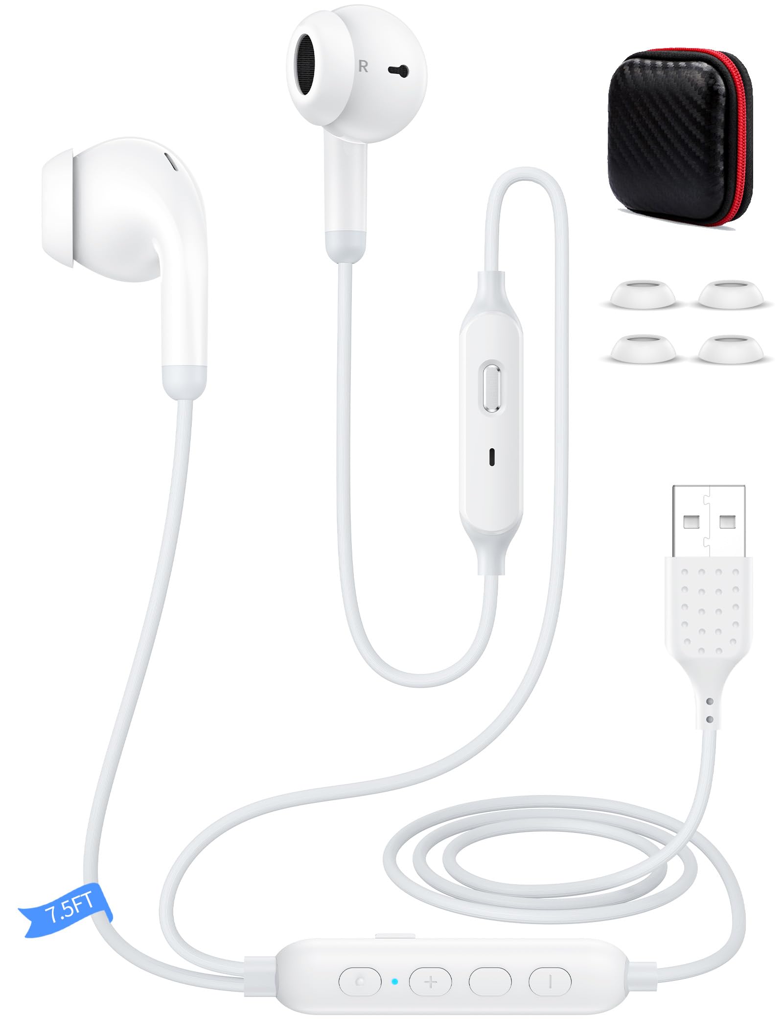 USB Headphone with Preset EQ Mode Mute-able Mic Volume Control USB A Earphone In-Ear Noise Canceling Earbuds Computer PC Headset for MacBook Chromebook Notebook Teams Zoom Office School Laptop Desktop-image-14