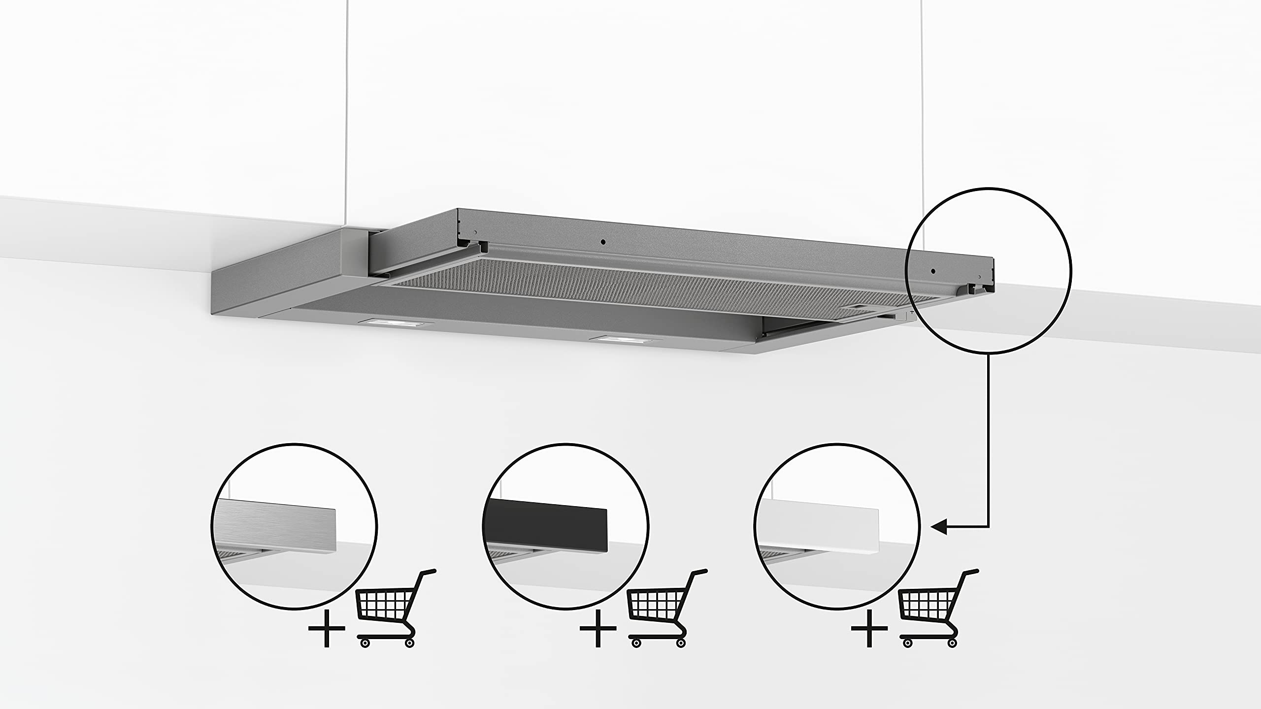Bosch DFL064A52 Serie 4 - Campana de pantalla plana, 60 cm de ancho, circulación y salida de aire, fabricado en Alemania, motor EcoSilence Drive silencioso y eficiente, iluminación LED uniforme,