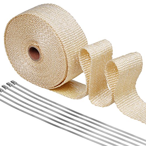 Chenci Band, thermisch isolierend, Titanium Magma, 50 mm, 10 m + 6 x Kabelbinder aus Metall, für Manifold-Schlauch, perfekt für Motorrad / Auto / Küche