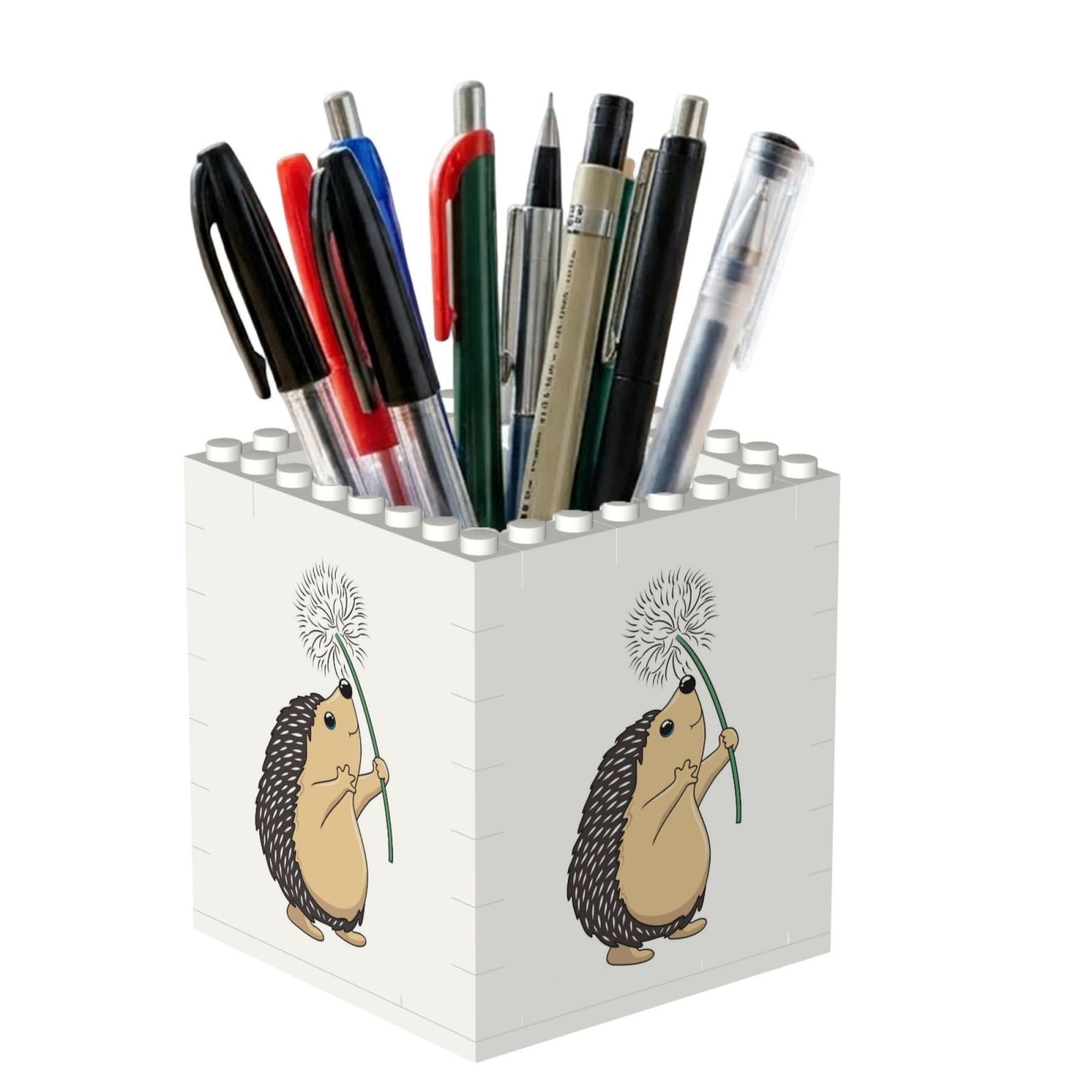 Poadnly Hedgehog Animal, Pen Pot Pencil Holder for Office Home School, Compact Desk Organiser for Office Stationery