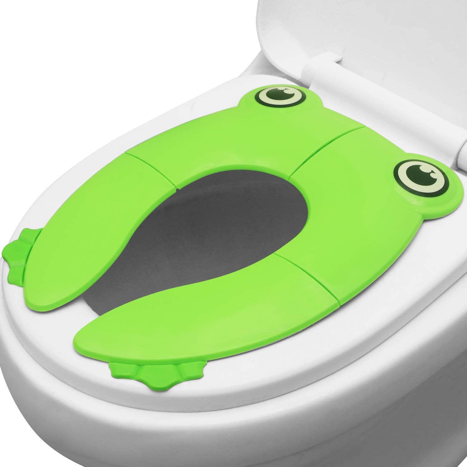 Copelle Toilet Potty Training Seat Cover, Travel Toilet Seat, Folding Non Slip Silicone Pads, Travel Portable Reusable Kids Toddlers Boys Girls, Carry Bag, Green-image-49