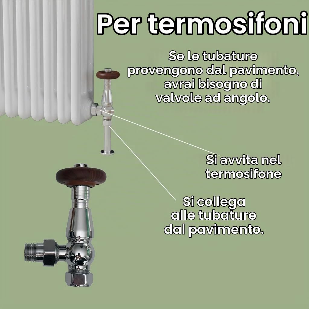 Oslo TRV - Valvola termostatica ad angolo per termosifone e portasciugamani | 1/2"-15mm, Designer, TRV + Lock Shield Set, riscaldamento centralizzato
