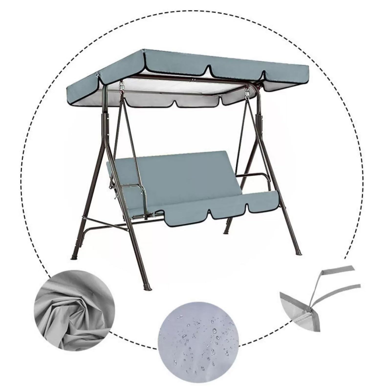 Ersatzabdeckung für Terrassenschaukeln, 210,8 x 144,8 cm, 3-Sitzer, 195,6 x 127 cm, 3-Sitzer-Überdachung, 190,5 x 119,4 cm, wasserdicht, UV-Schutz, Braun, 190 x 132 cm