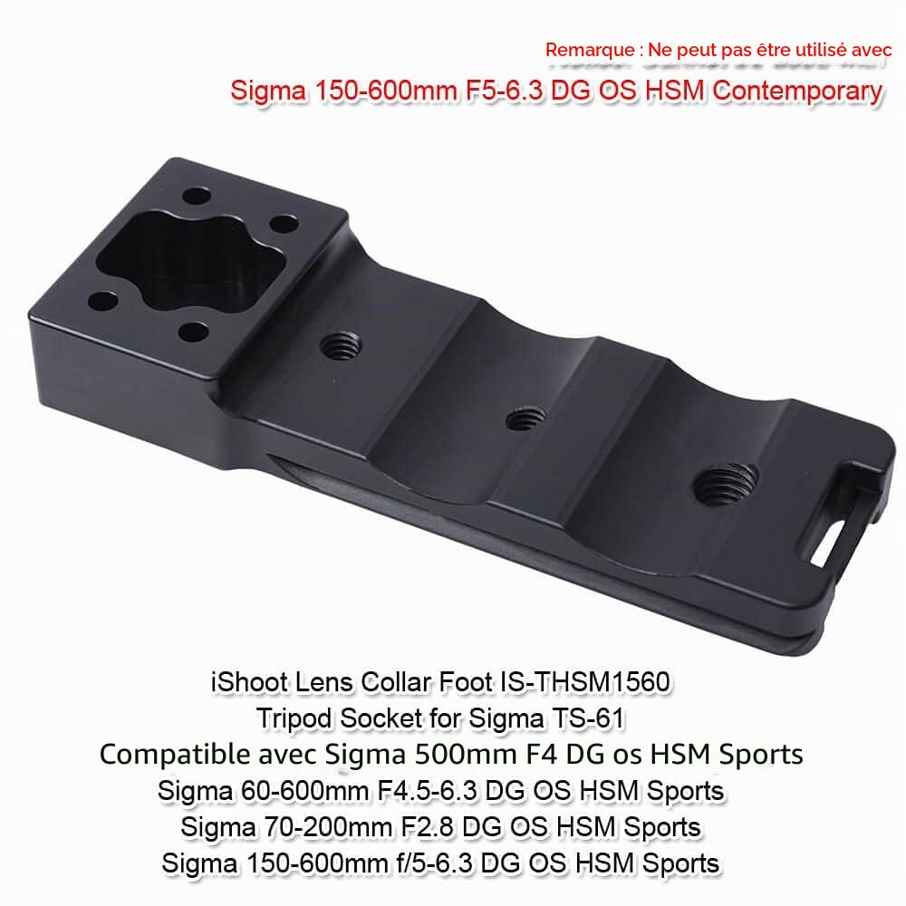 Collier d'objectif Base pour trépied Compatible avec Sigma 150-600 mm f/5-6.3 DG OS HSM Sports, 500 mm f/4 DG OS HSM Sports, 60-600 mm f/4.5-6.3 DG OS HSM Sports, 70-200 mm f /2.8 DG OS HSM Sports