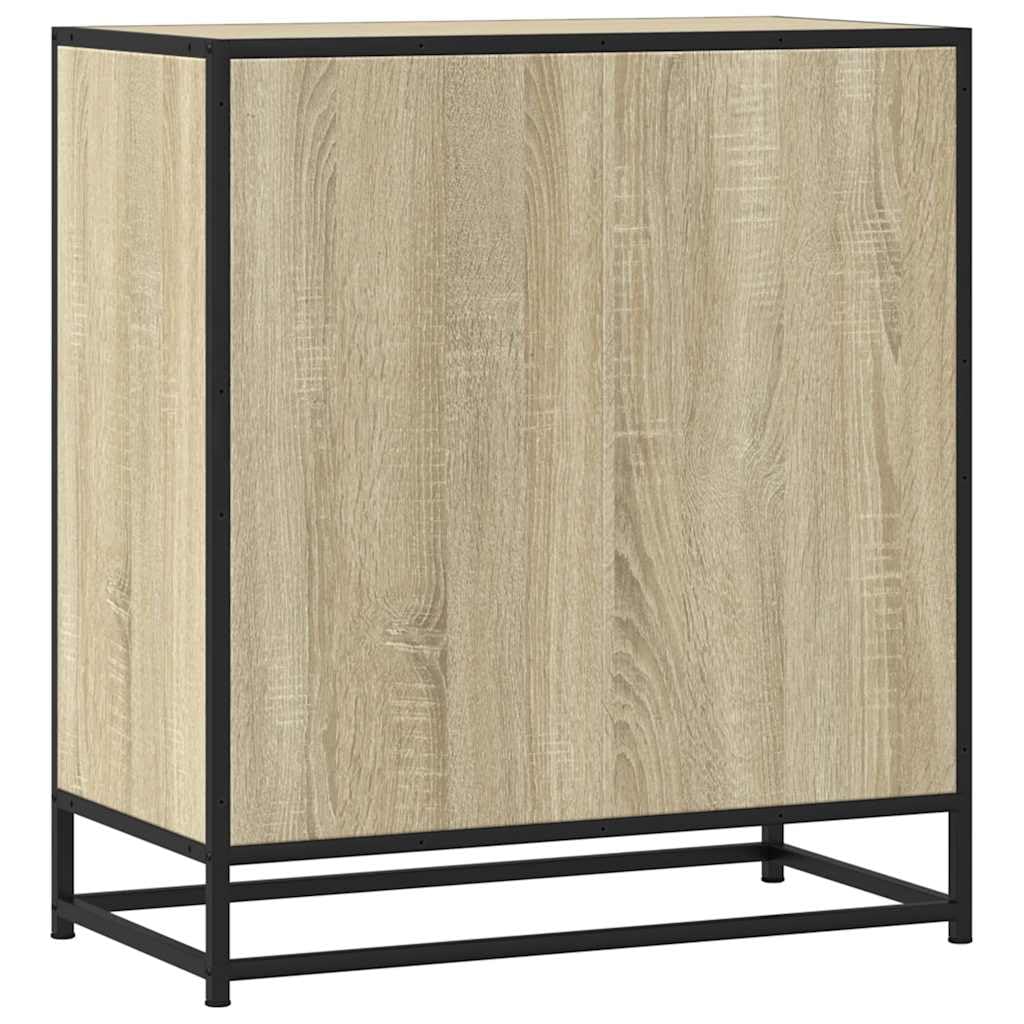 Générique Sonoma Dąb Buffet 68x35x76 cm Drewno inżynieryjne Metal | 3 półki do przechowywania, szafka do jadalni, praktyczne uchwyty, stabilne metalowe nóżki