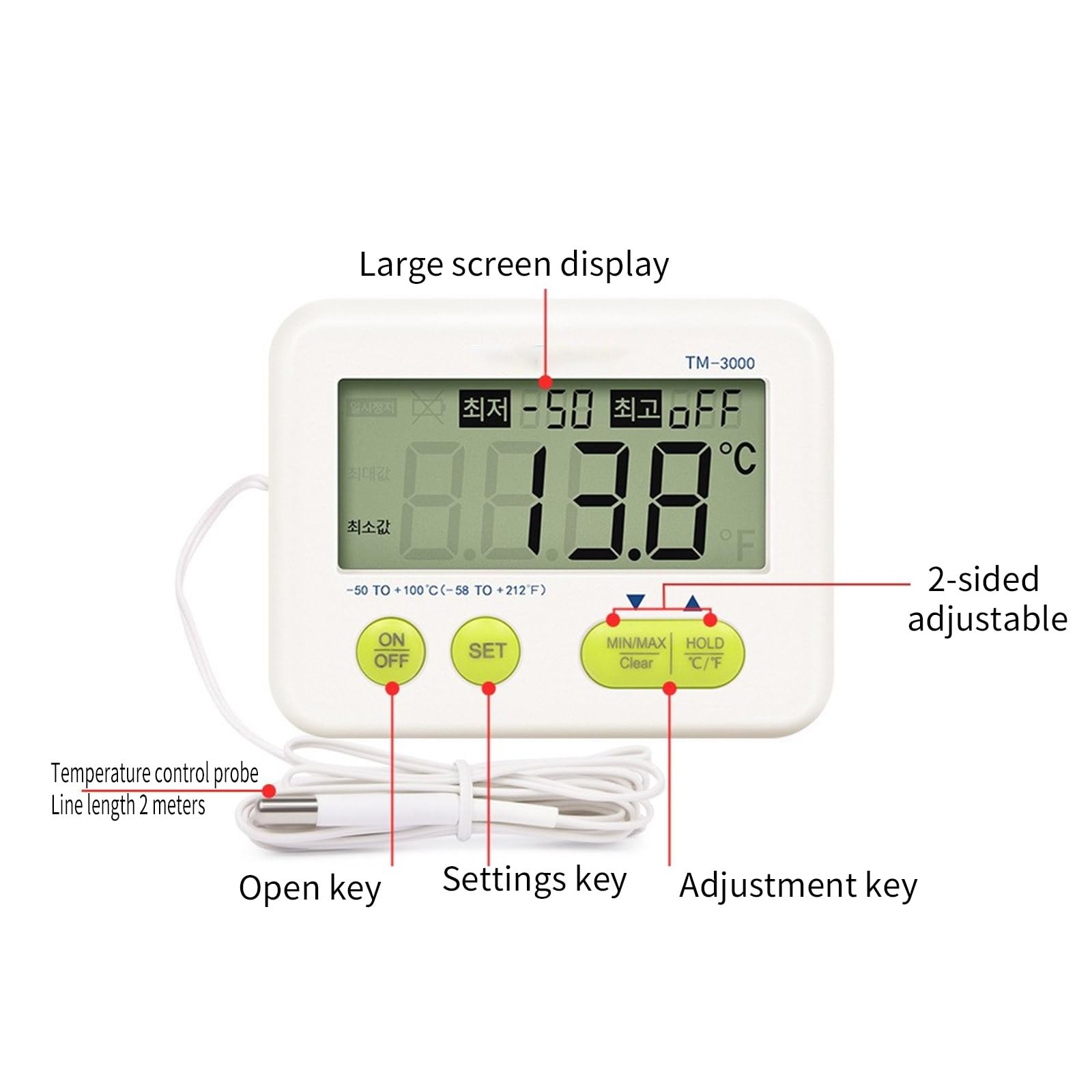 Detector de temperatura con pantalla digital para interiores, habitación de bebé, oficina, medidor de temperatura de adsorción
