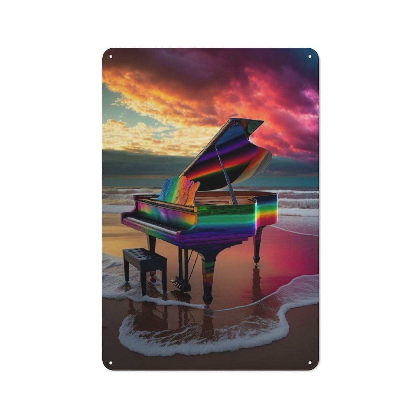 Junmoney Piano Colorful Rustic Metal Plaque 30X20cm For Studio Or Craft Room, Suited To Craft Room Decorators