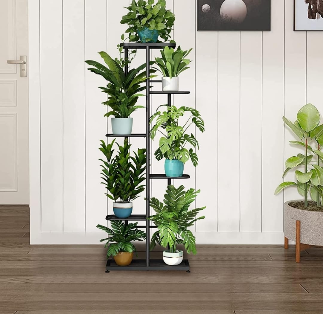 Creation Art Metal 6 Tier 7 Potted Multiple Flower Pot Holder Plant Stand for Balcony Flower Pot Stand for Balcony Living Room Outdoor Indoor Plants Plant Holder Home Decor Item (Black) (B0CQY8QTKY) Amazon Price History, Amazon Price Tracker