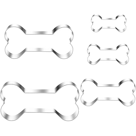MrCookie 5pcs Dog Bone Cookie Cutters Set, Stainless Steel Sandwiches Cutter Shapes Biscuit Mold Cookie Cutter for Kids, Sturdy Cutters for Cookies, Sandwiches, Biscuits