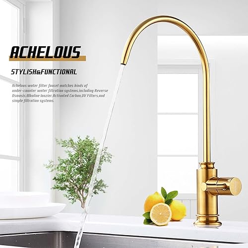 Miniatura 3 de Achelous Grifo de filtro de agua de cocina de níquel cepillado, grifo de agua potable sin plomo de acero inoxidable que se adapta a unidades de