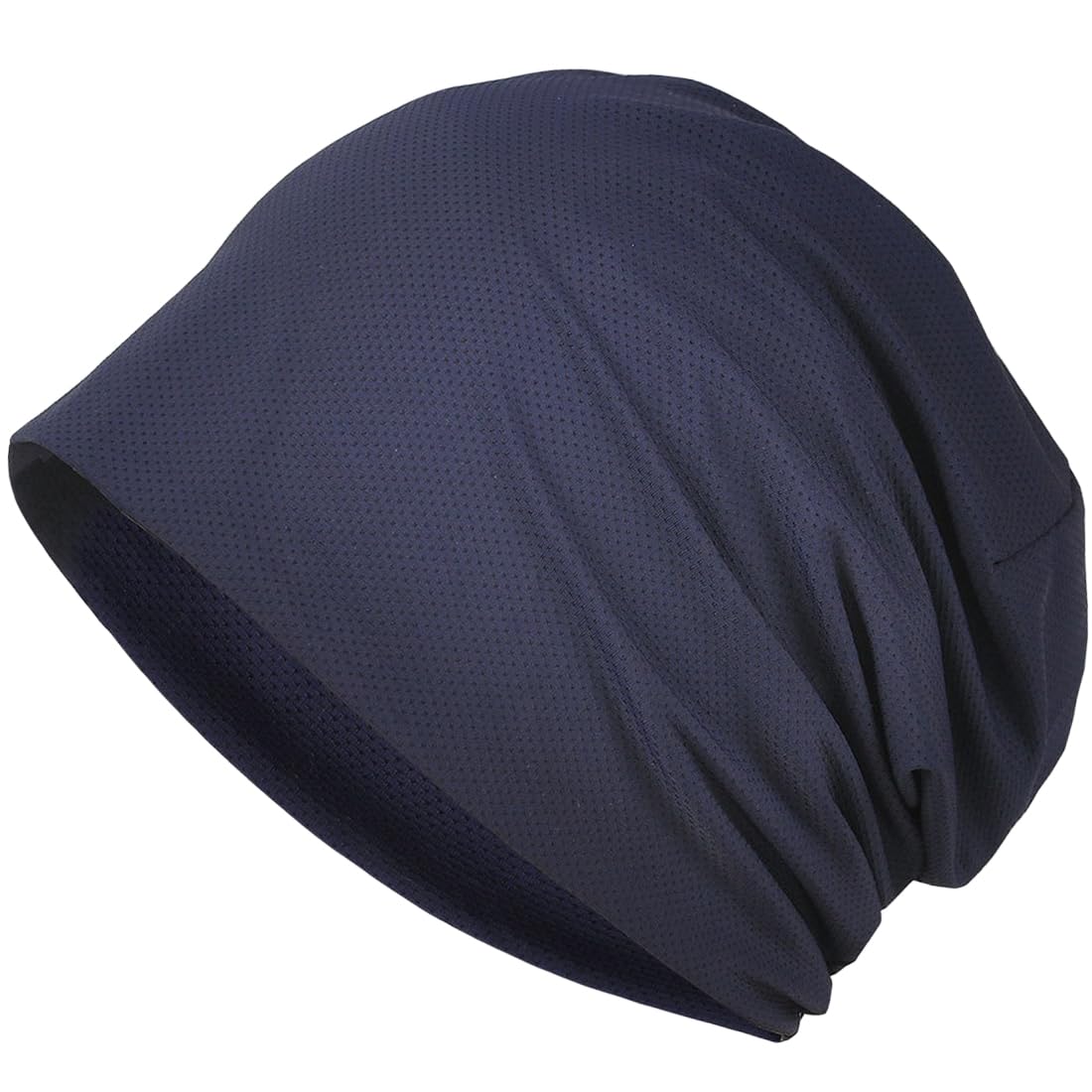 [Bafup] ニット帽 メンズ 夏【ひんやりとして冷たい感じ・冷感素材・優しい肌触り・吸汗速乾】夏用 帽ニット帽子 ケア帽 ニットキャップ ビーニー 薄手 通気性 蒸れない 大きい 肌に優しい ストレッチ性 柔らかい 男女兼用 (ネイビー, 無地タイプ)