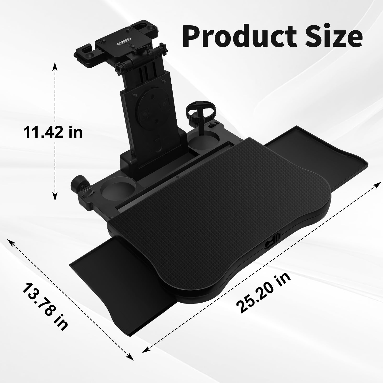 Tavolo Vassoio Per Sedile Posteriore Auto,Vassoio del Sedile Posteriore Automobile con Portabicchieri e Supporto,Pieghevole e Regolabile, 2 Portabicchieri, Slot per Tablet, Antiscivolo,pendolari