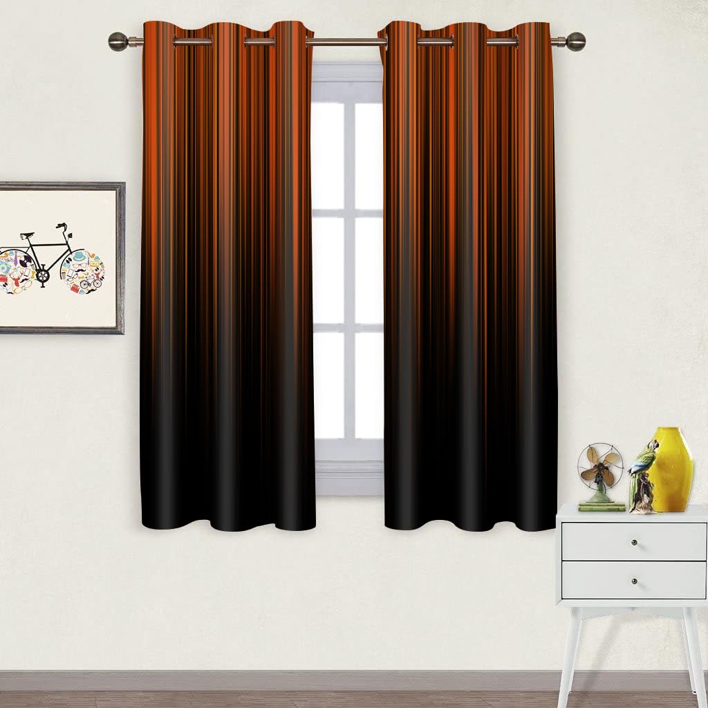 BSPPTI Abstract Curtains for Bedroom 42x63inch Ombre Window Curtain Orange and Black Blackout Curtains Insulated Room Darkening Window Drapes for