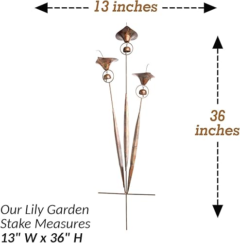 Miniatura 8 de Happy Gardens Estaca de jardín de lirio de cala con campanas Decoraciones de flores de lirios de bronce para exteriores
