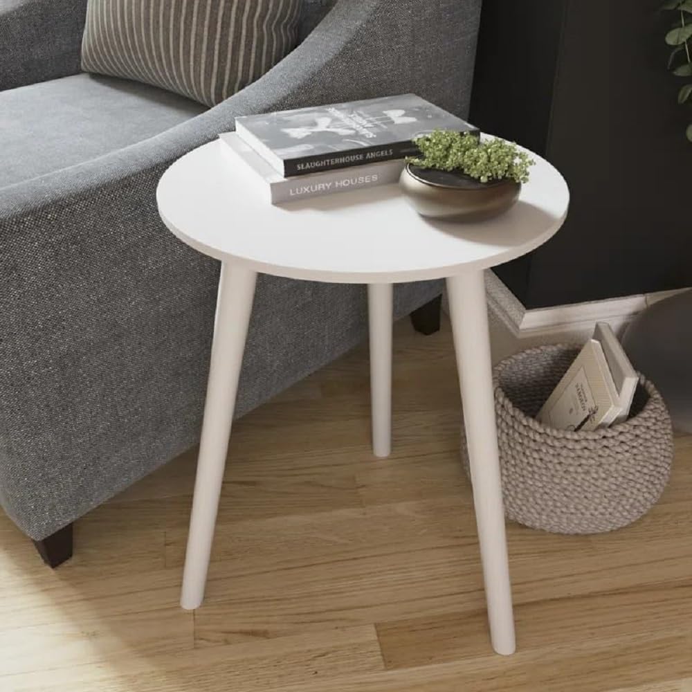 - Engineered Wood Side Table Bedside Table Sofa Side Table Corner Table Strong and Sturdy Body, for, Living Area, Balconyfor Living Room Bedroom Office (White)