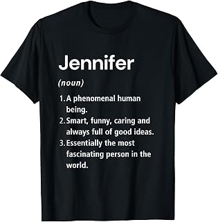Jennifer Name Definition Funny Dictionary T-Shirt
