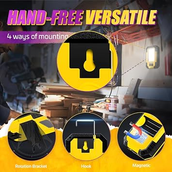WARSUN 3 PC Led Work Lights Rechargeable Magnetic Mechanic Light Portable Worklight for Camping Car Repairing 30w 1200 High Lumens Bright, Yellow Stocking Stuffers Mens/Dad Gifts