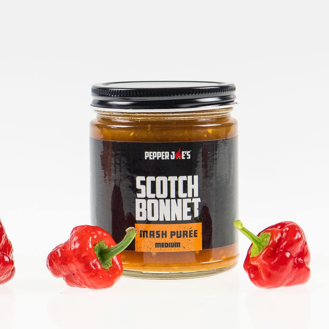 Pepper Joe's Scotch Bonnet Mash – 9oz Jar of Hot Chili Pepper Puree – Fermented Scotch Bonnet Pepper Mash for Cooking and Hot Sauce Making