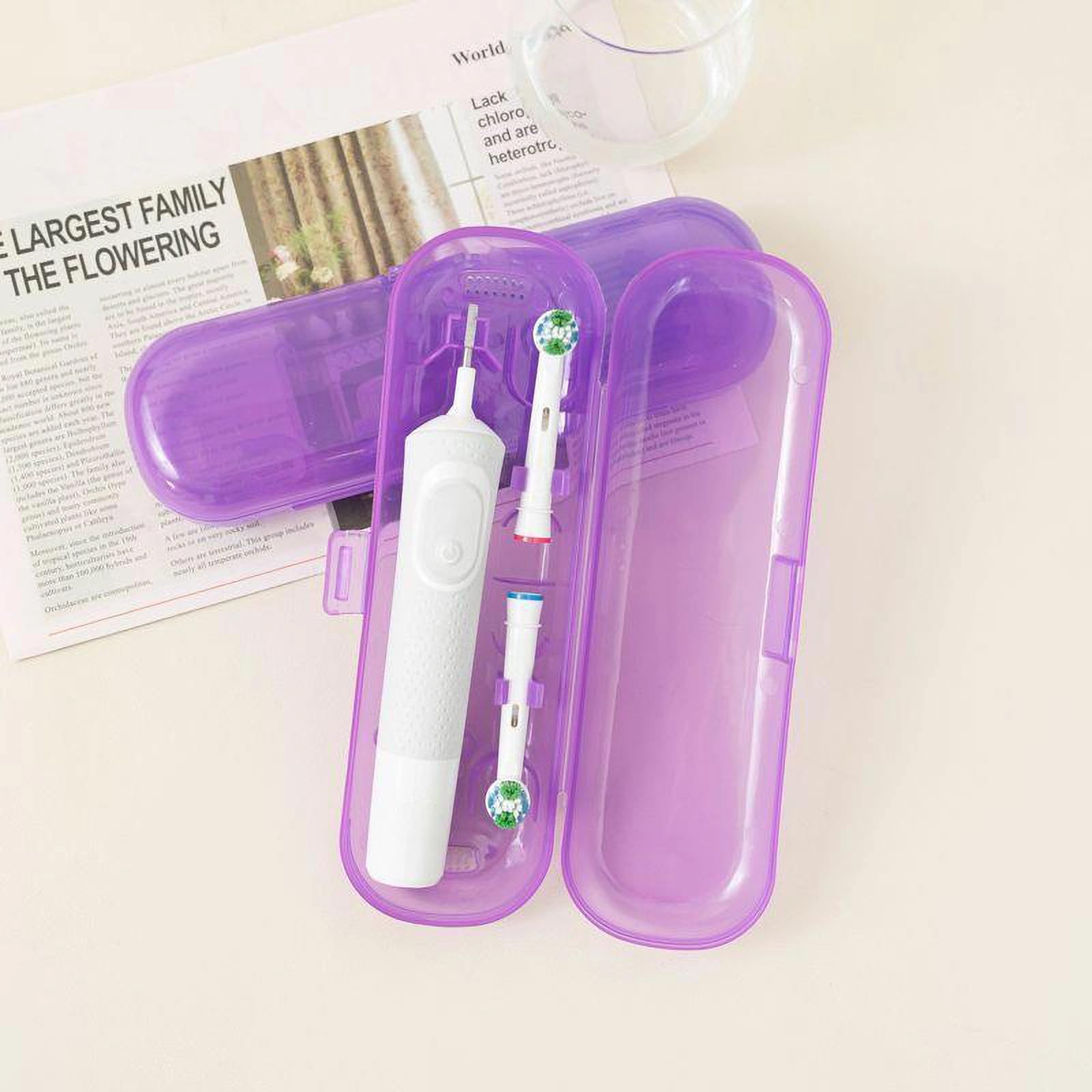 Caja de almacenamiento portátil de plástico semitransparente avanzada, apta para Oral-B/Philips y otros cepillos de dientes eléctricos de gama completa (morado)