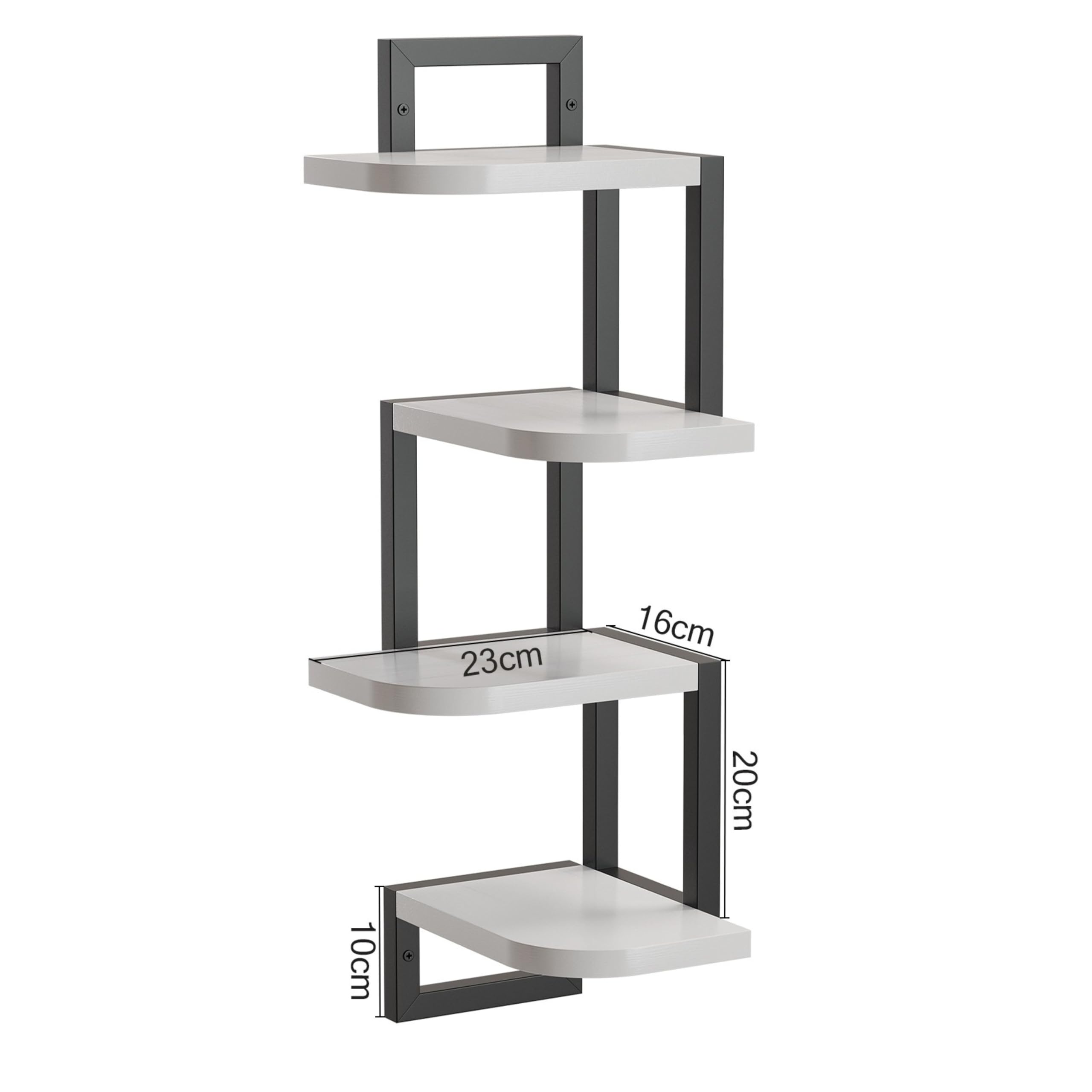 Lot de 4 étagères d'angle suspendues, blanches