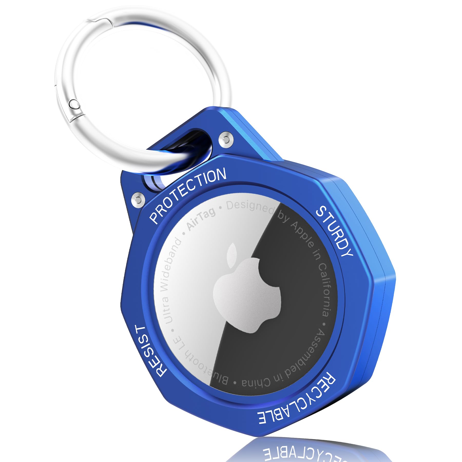 Tieuwant AirTag Holder Case- Aluminum Alloy Keychain for Apple AirTag Tracker (Klein Blue)