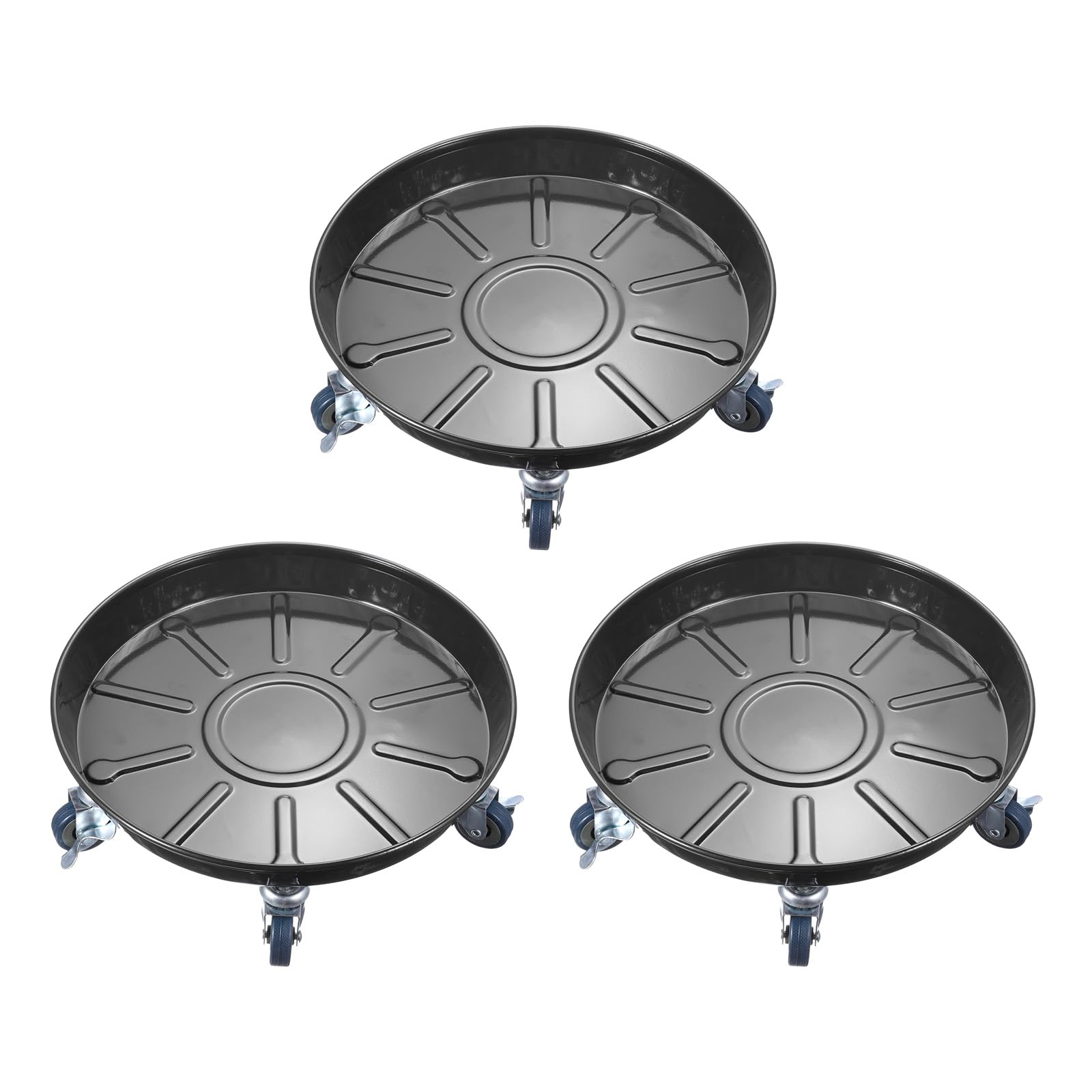 PATIKIL Planter Caddy with Wheels, 3 Pack 16 Inch Heavy Plant Stand with Universal Wheels Rolling Plant Mover Round Pot Trolley for Indoor Outdoor, Black