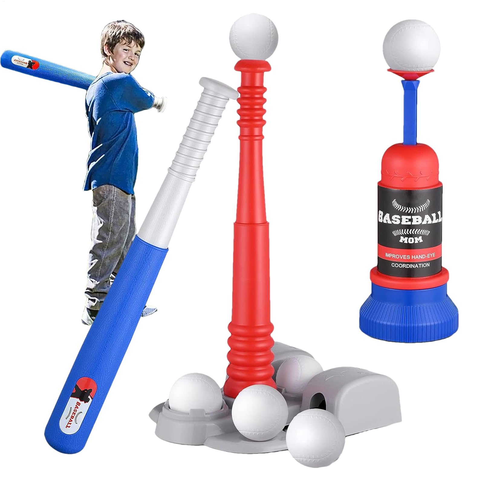 Kinder-Baseball-T-Shirt – -Set für Kleinkinder, lustiges Lern-Sportspiel, weiche, langlebige Bälle, verstellbarer Tee-Ständer | Outdoor-Baseball-Spielset, ideal für Kinder im Alter von 3–5 Jahre