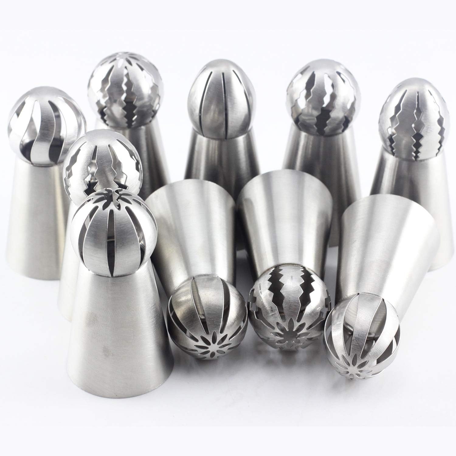 12 Pcs Piping Tips Pastry Tips Sphere Ball Icing Piping Nozzles Stainless Steel Cream Cupcake Baking Cake Piping Nozzles