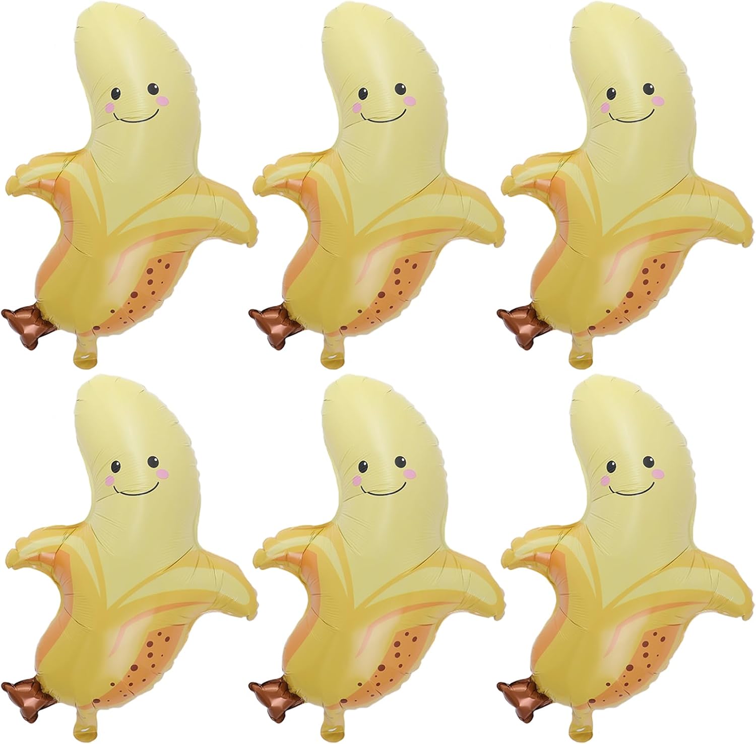 6 Pcs Banana Foil Balloons Banana Cartoon Fruit Aluminum
