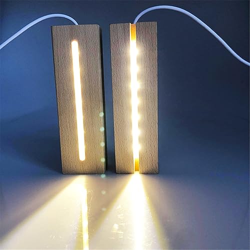 Miniatura 3 de Pedestal de exhibición rectangular de 6 pulgadas, base de exhibición de luces LED rectangulares, soporte de base iluminado de madera para exhibición