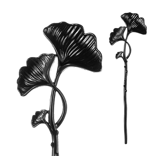 2pcs 14K Golden Raven Prong Forks Styling Pins Black Wicca Witch Hair Stick Slide Renaissance Festival Hair Acceossories para mujeres 05