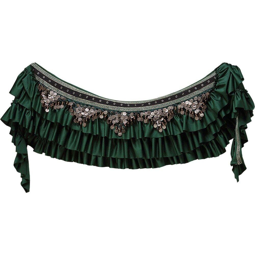 Sciarpa All'anca di Danza del Ventre in Raso retrò Gonna di Danza del Ventre Bling Cintura Avvolgente di Danza del Ventre con Moneta di Rame Pendente per