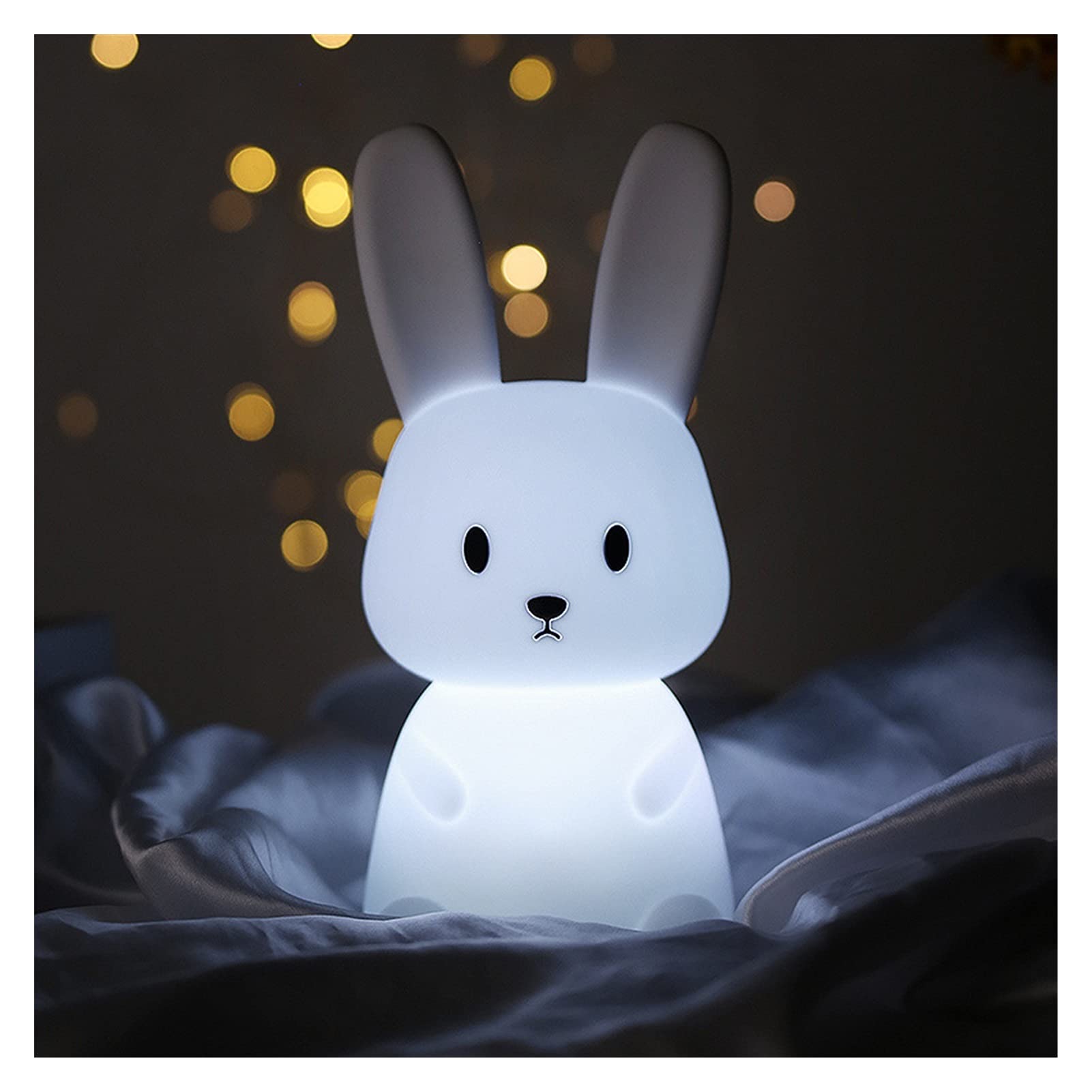 Demasiado Linda Noche Luz Lion Whale Conejo Cat Silicone Night Lights Touch Sensor Dormitorio Lámpara de Noche (Emitting Color : Panda 2)