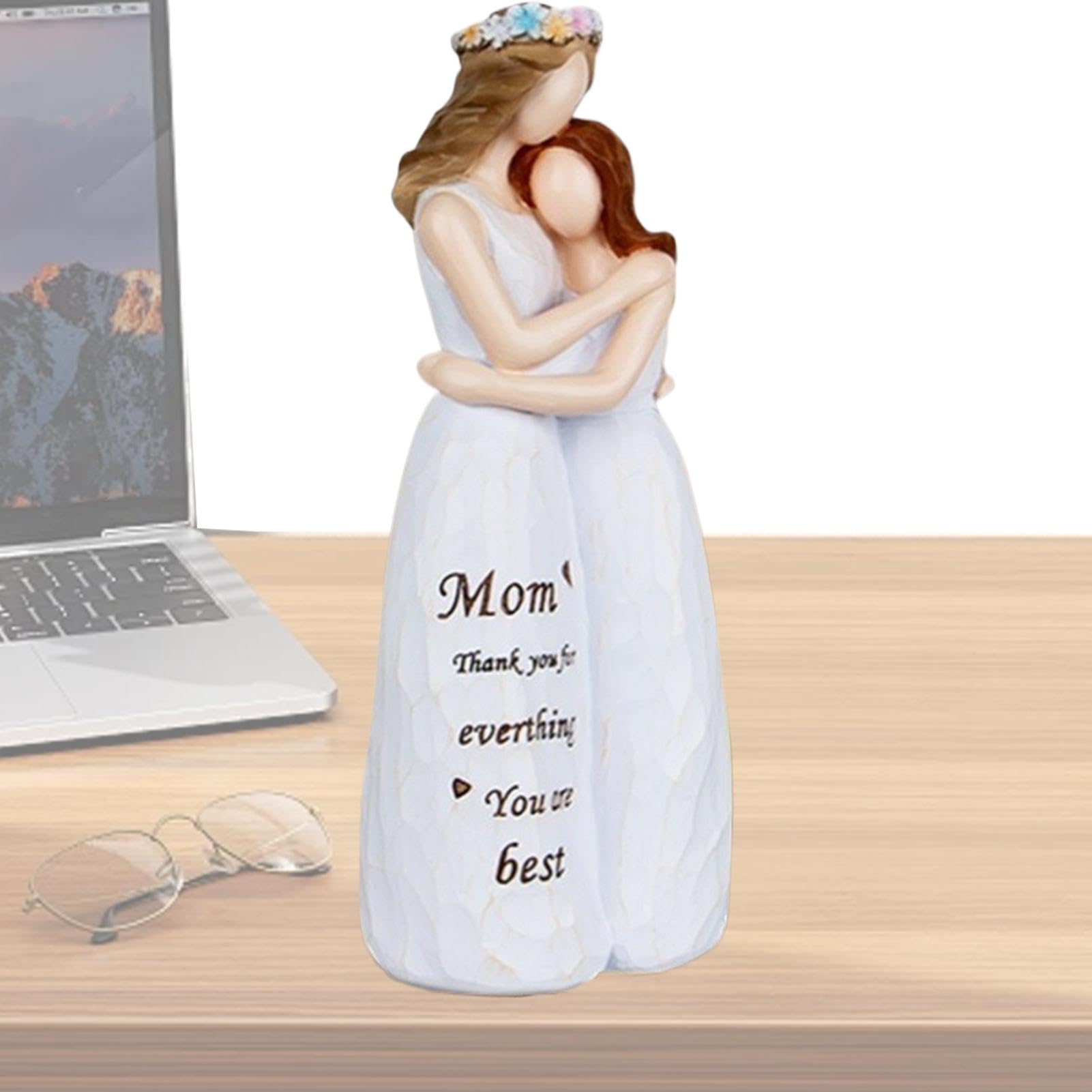 Figurine d'ange en résine et statue sentimentale mère fille pour salon