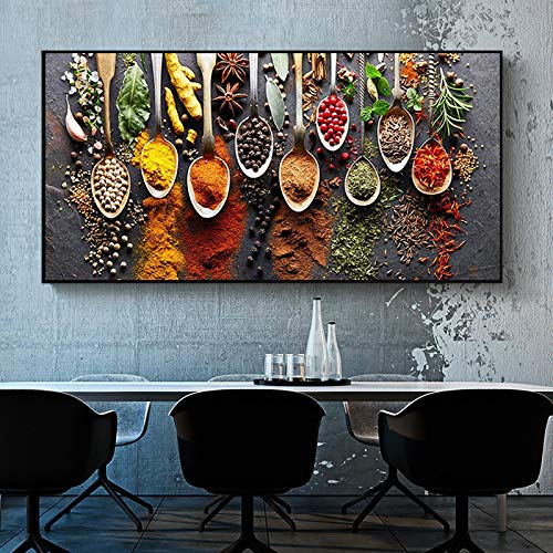 Cuadros de cocina modernos de especias, decoración de pared escandinava en lienzo
