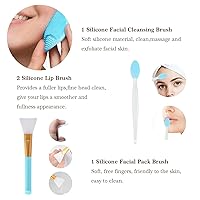 Vista 6 de Juego de 22 brochas de maquillaje, incluye brocha para base, brocha para sombras (azul, 22 piezas)