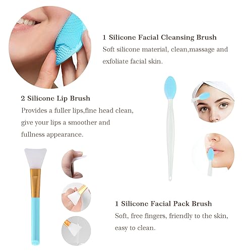 Miniatura 6 de Juego de 22 brochas de maquillaje, incluye brocha para base, brocha para sombras (azul, 22 piezas)