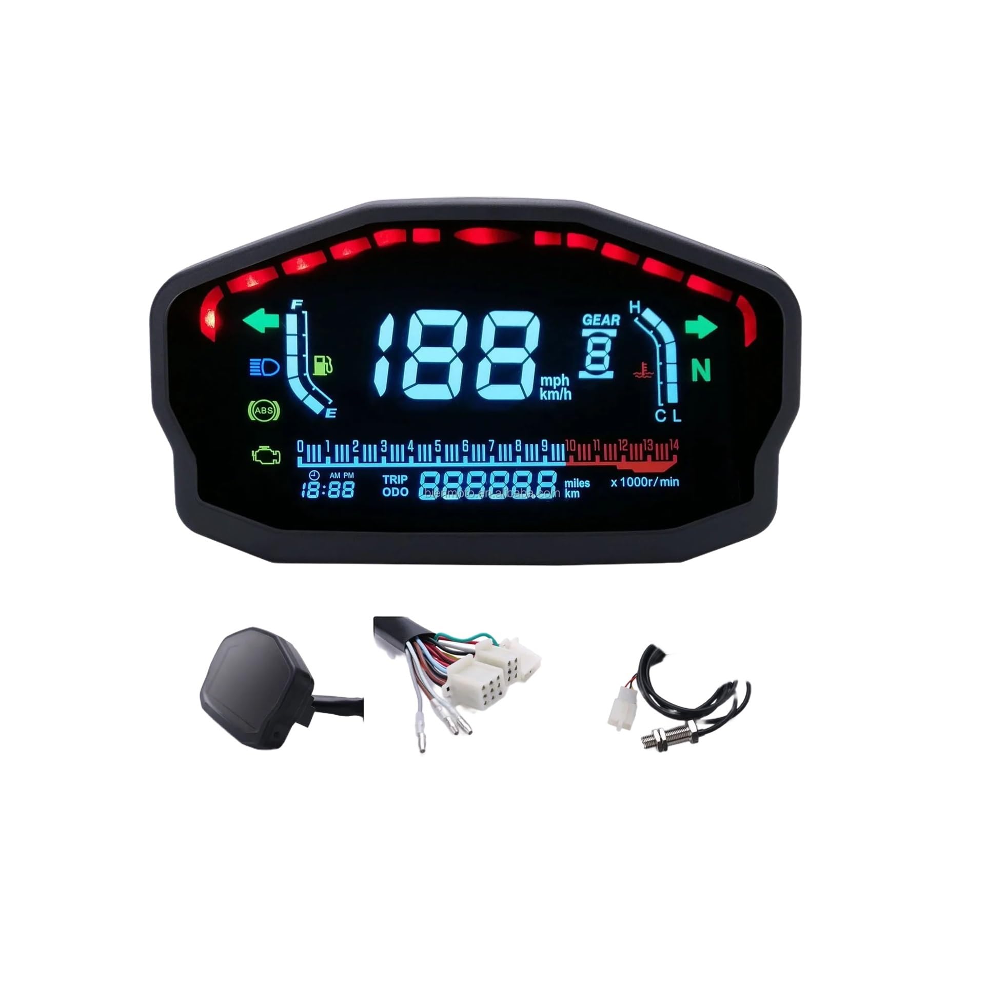 Tachimetro Digitale Motocicletta Contachilometri Digitale Universale ABS Da 600 Cc A 4 Cilindri, Contagiri Per Moto