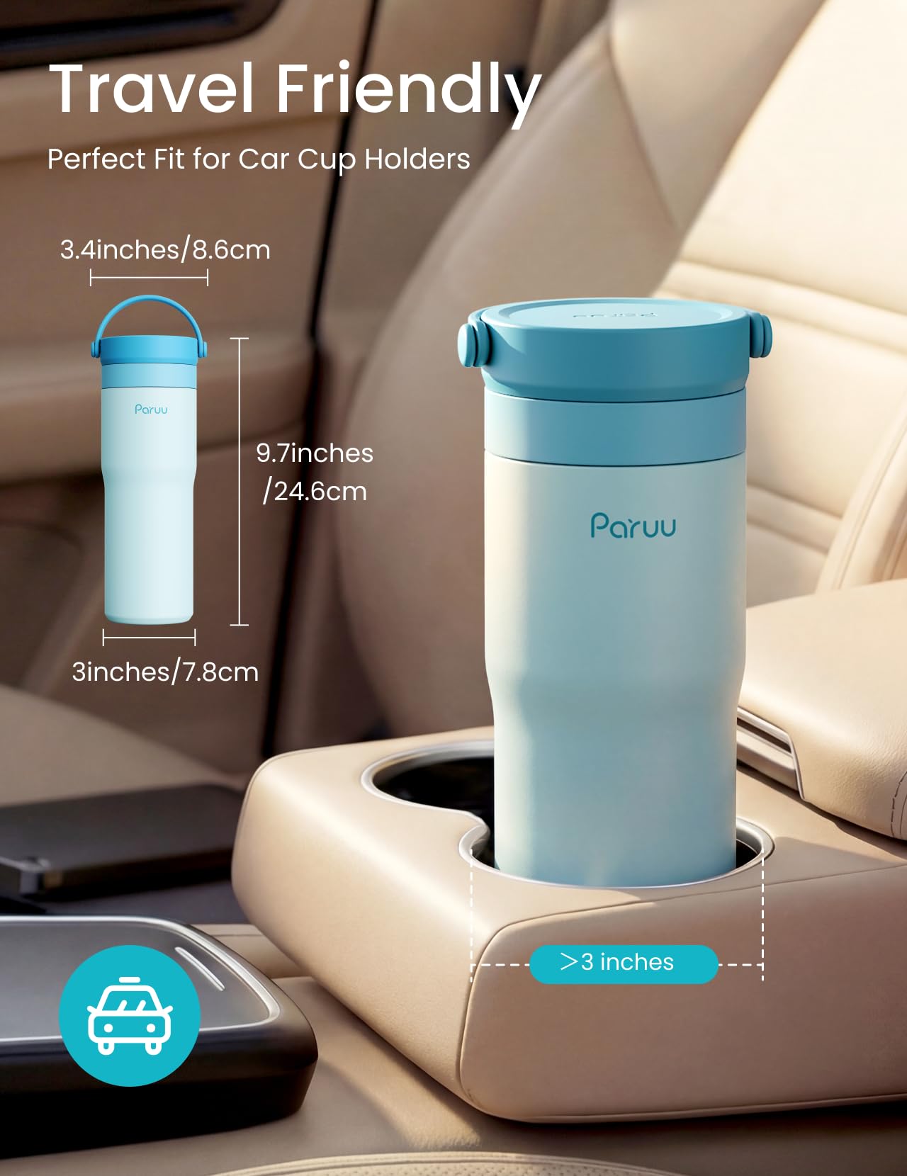 Paruu Portable Breast Milk Cooler, 304 Stainless Steel Breastmilk Chiller for 14–23H Cooling, 10-24oz Breastmilk Storage Container for Travel, Outdoor, New Moms Breastfeeding Essentials, Blue - 4