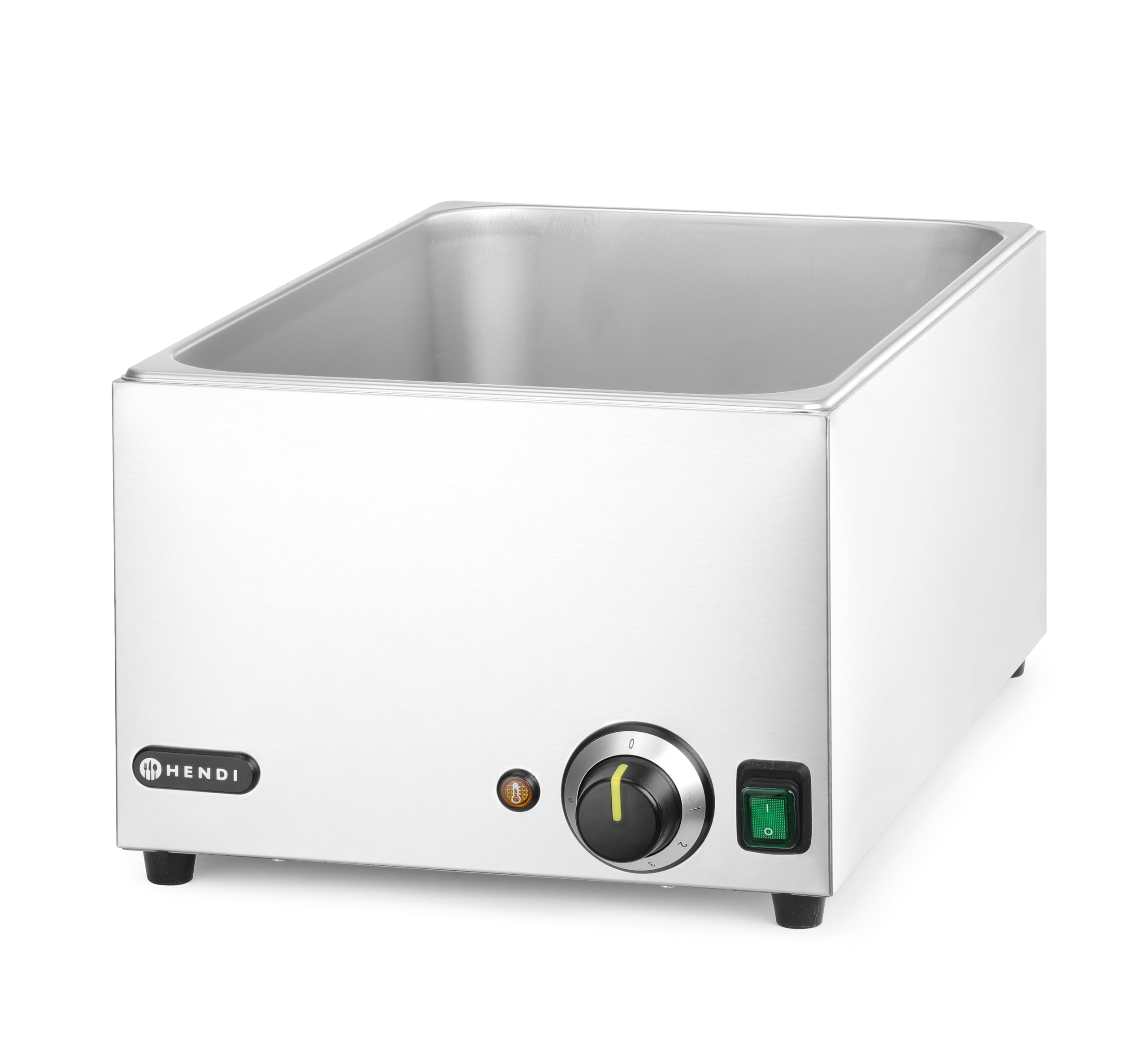 HENDI Bagnomaria elettrico, scaldavivande per buffet, temperatura regolabile 30°C a 85°C, incl. 3 x GN1/3 con coperchio, 19L, 230V, 1000W, 590x332x(H)242mm, acciaio inox
