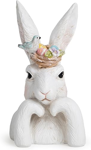 Hodao Conejito de Pascua para decoración del hogar, figuras de conejito de flores de primavera, decoración para mesa, decoración de conejo para