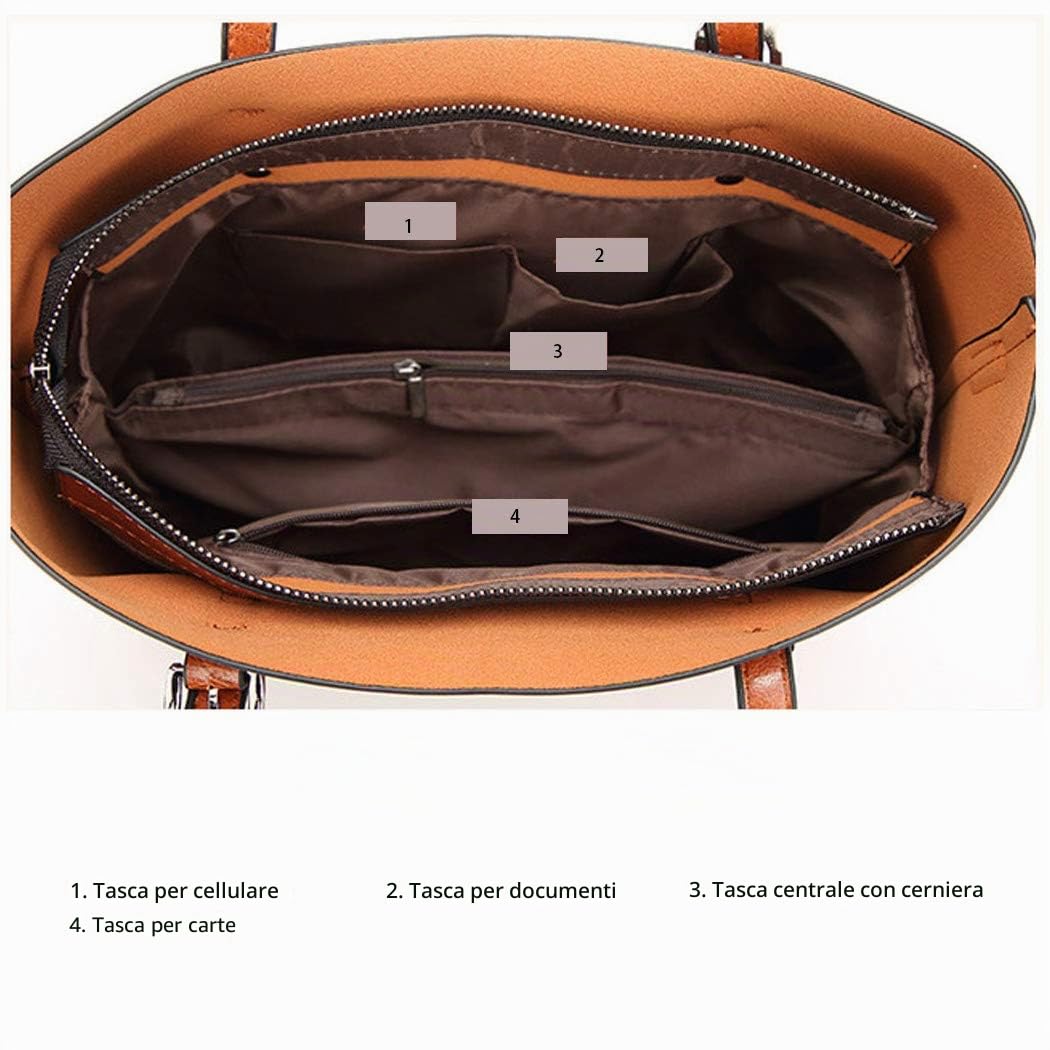 DEERWORD Donna Borse a Spalla Borsa a Tracolla Elegante Grandi Firmate Marca Mano Antifurto PU pelle 5399 1 pz