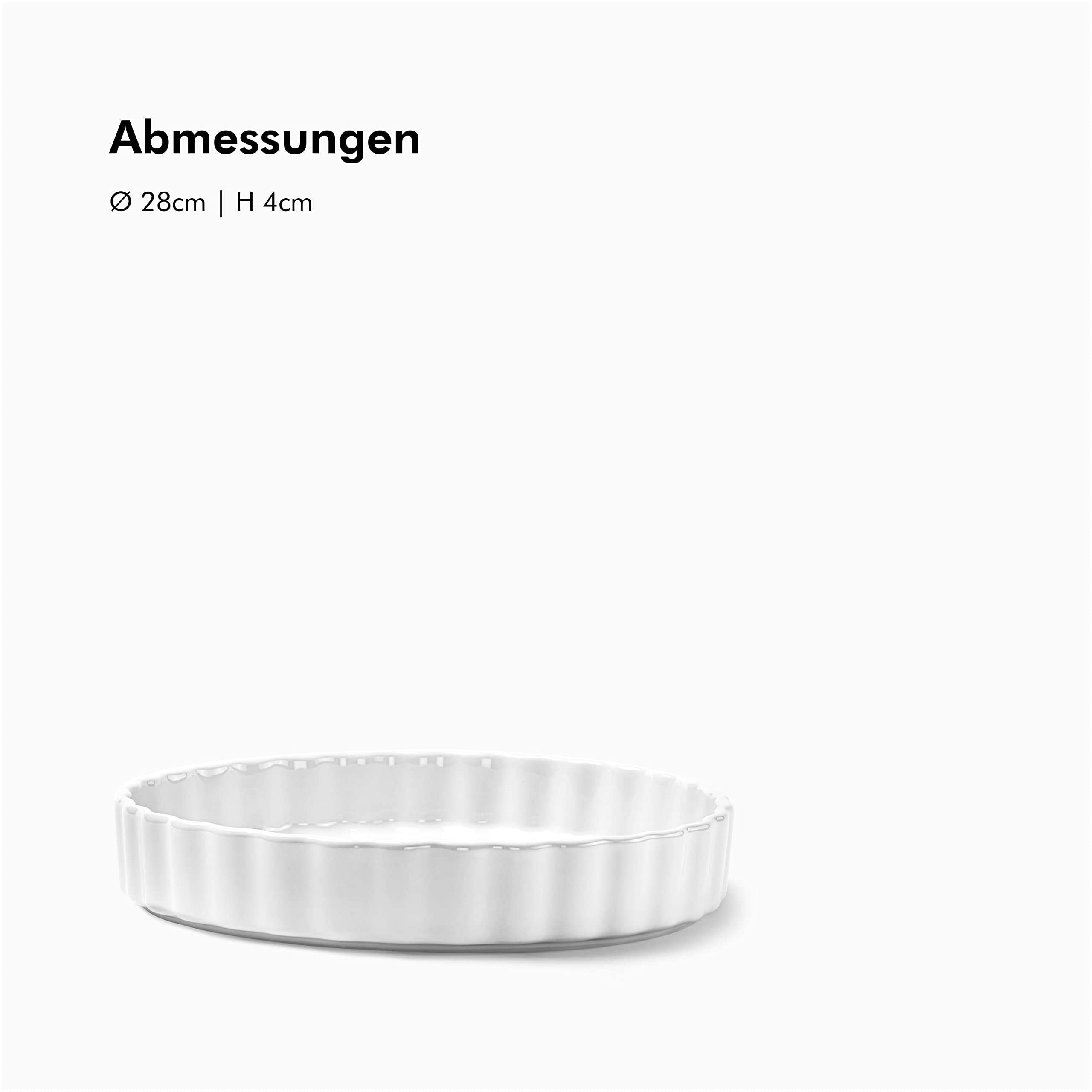 KIVY Blacha do pieczenia [28 cm] Ceramiczna nieprzywierająca | Forma do ciast, ciast i Quiche | biała, okrągła