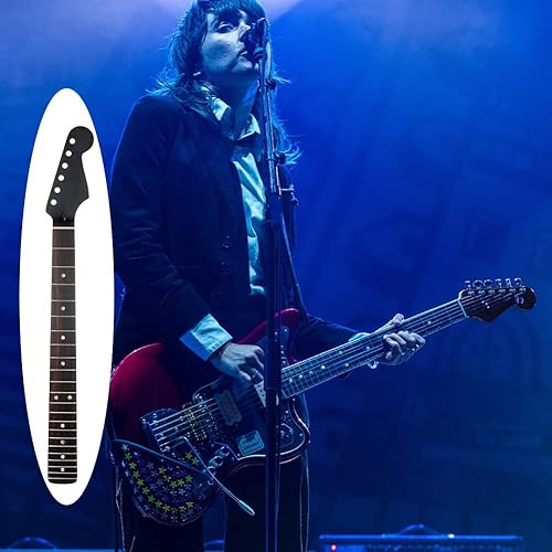 Miniatura 6 de Guitarra Cuello 22 Trastes Arce Diapasón Guitarra Cuello Guitarra DIY Piezas Reemplazo para ST Style Matt Negro