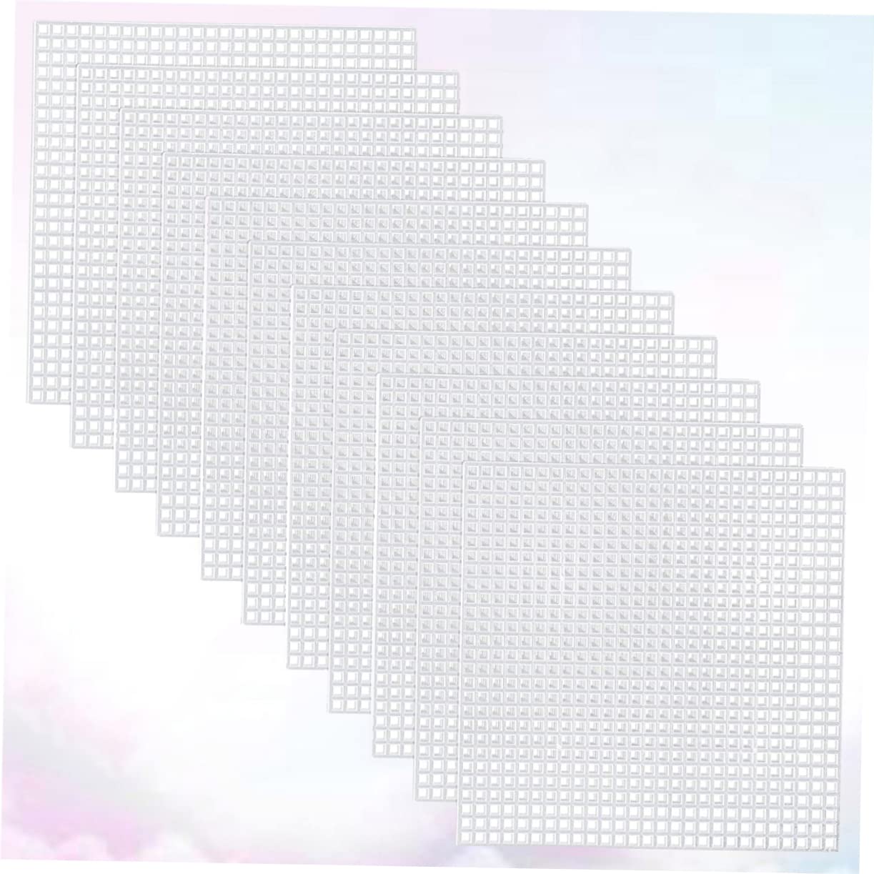 AUTSUPPL 30 Pcs White Mesh Fabric Square Embroidery Sheet Braided Gasket Mesh Material Fabric Plastic Canvas Sheets DIY Crafting