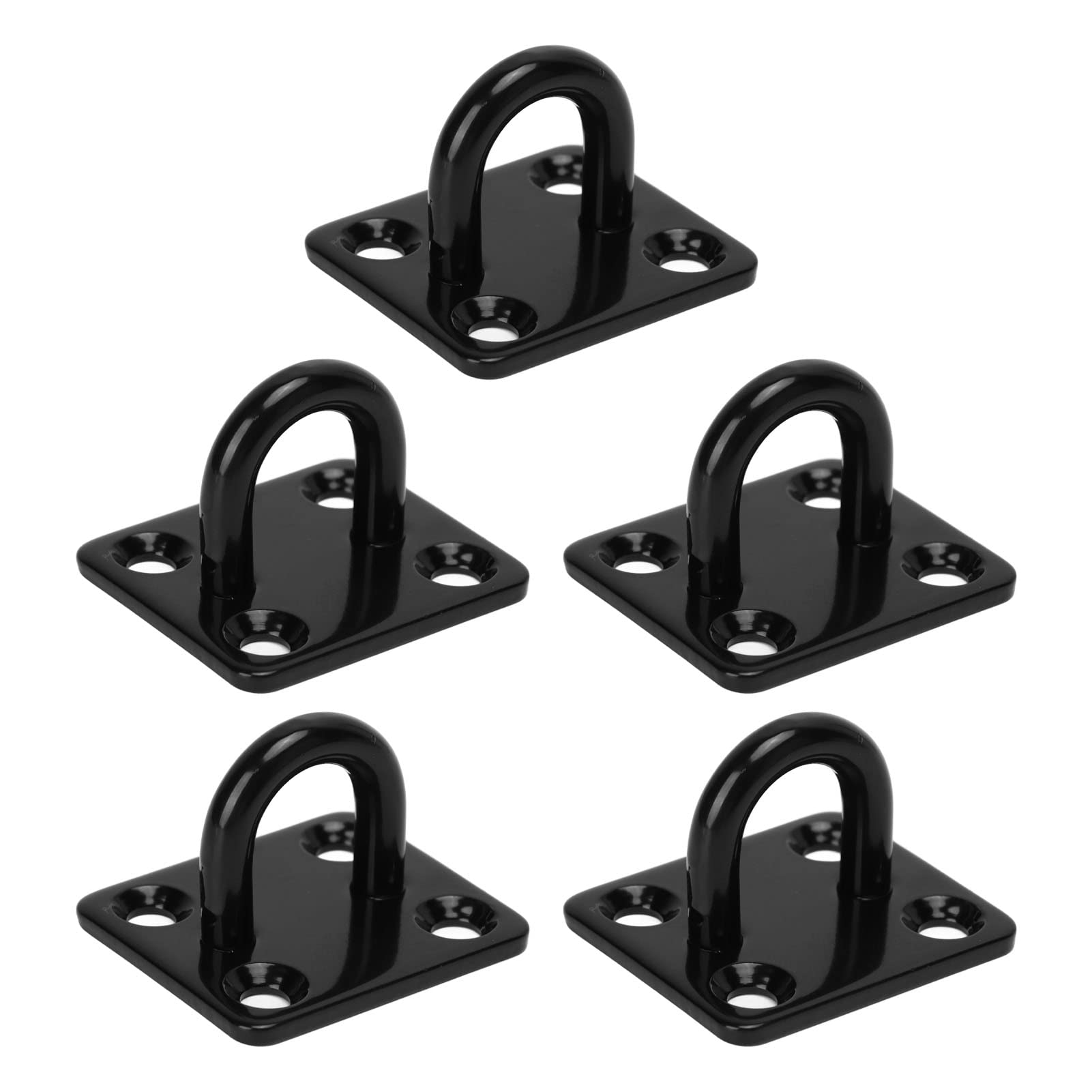 Yuecoom Stainless Steel Ceiling Hook, 5Pcs Thickened Reinforced Load Bearing Door Buckle Fixing Buckle Eye Plate Black (6mm)